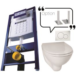 Kit bâti-support complet Geberit avec cuvette courte VITRA ARKITEKT et plaque de déclenchement photo du produit Principale M