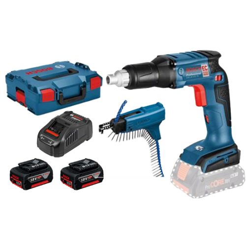 Visseuse plaquiste sans-fil Bosch GSR 18V-EC TE 18 V + 2 batteries 5 Ah + 2 chargeurs + L-Boxx photo du produit