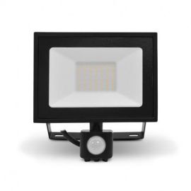 Projecteur LED LUMOS SLIM Miidex Lighting plat 30 W noir avec détecteur photo du produit Principale M