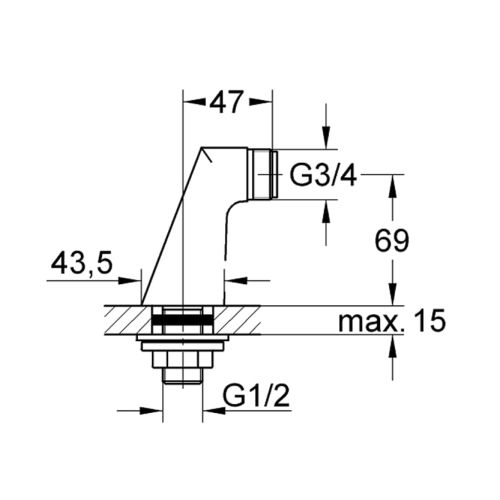 Raccord colonnette 1/2'' chromé - GROHE - 12030000 pas cher Secondaire 1 L