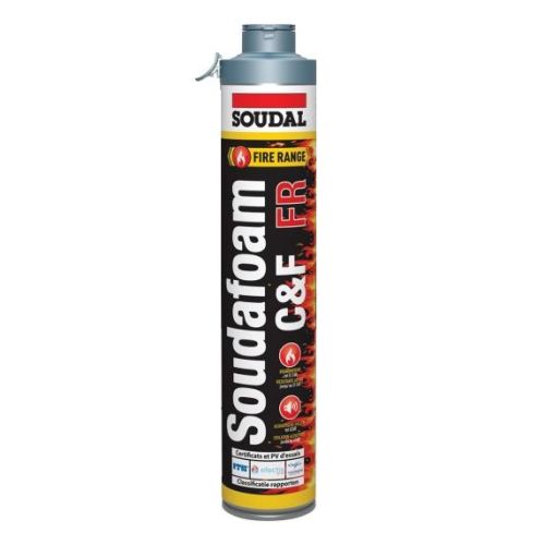 Mousse PU pistolable coupe-feu Soudafoam FR Click & Fix 750 ml SOUDAL 146751 photo du produit