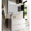 Meuble de salle de bain simple vasque 2 tiroirs IRIS et miroir Led STAM blanc 100cm - COSYNEO - SIRIRIS100STAMBLA pas cher
