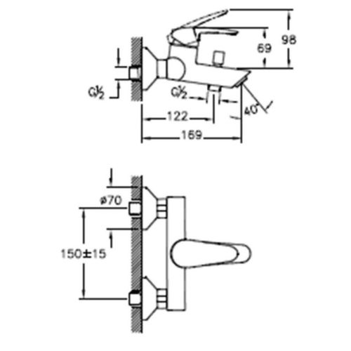 Mitigeur bain-douche monocommande NF DYNAMIC S Cartouche 1/2 C2 - VITRA - A40953EKF pas cher Secondaire 1 L