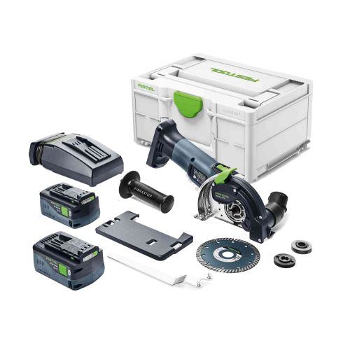 Système de tronçonnage sans fil Festool DSC-AGC 18-125 FH 5.2 EBI-Plus 18 V + 2 x 5.2 Ah + SYSTAINER photo du produit