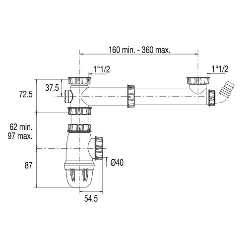 Siphon évier avec prises mixtes - Connectic VALENTIN