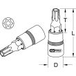 Douille tournevis T40 ULTIMATE Torx percé 1/2'' longueur 55 mm KS TOOLS 922.1696 photo du produit Secondaire 1 S
