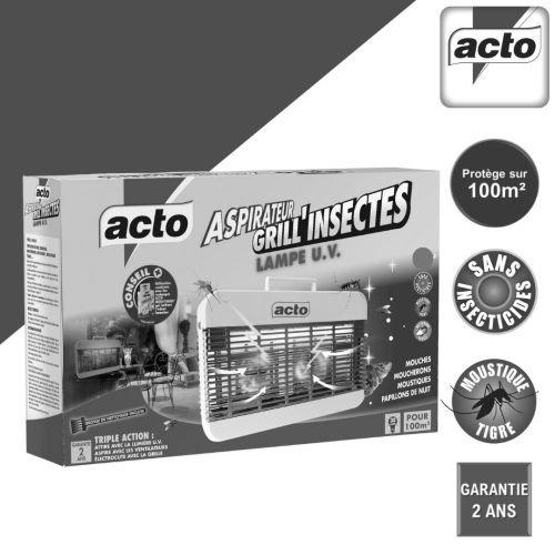 Lampe U.V. Grill'insectes-aspirateur grand format 100m2 - ACTO INSECTICIDES - LAMP8 pas cher Secondaire 1 L