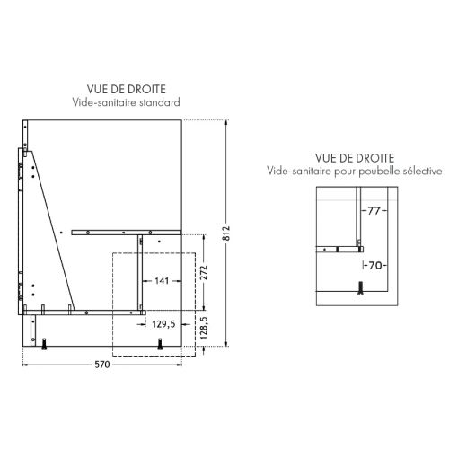 Meuble sous évier SIM blanc 16 mm 2 portes largeur 800 mm NEOVA S12N02080 photo du produit Secondaire 1 L