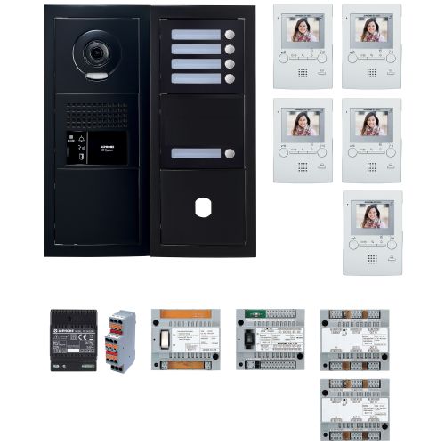 Pack vidéo 5 postes complet noir - AIPHONE - 200457 pas cher