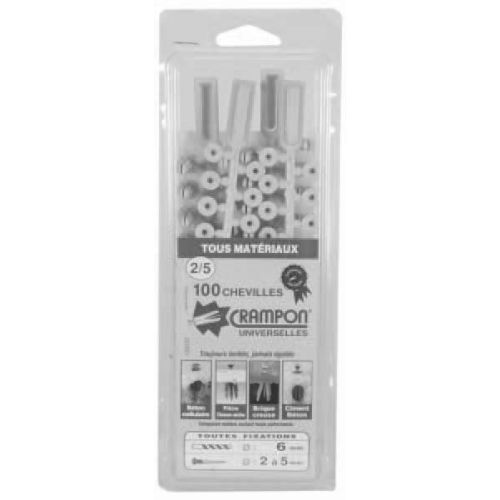 Cheville crampon universelle 2-5mm en pot plastique de 800 - VINMER - 133161 pas cher Secondaire 2 L