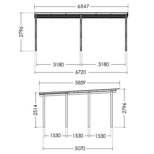 Carport en bois CESAR pour 2 voitures 36,2m² - FOREST STYLE – 3829 pas cher Secondaire 1 L