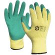 Sachet 12 paires de gants tricoté enduit en latex poignet bord-cote jaune/vert T10 - 7032E12 pas cher