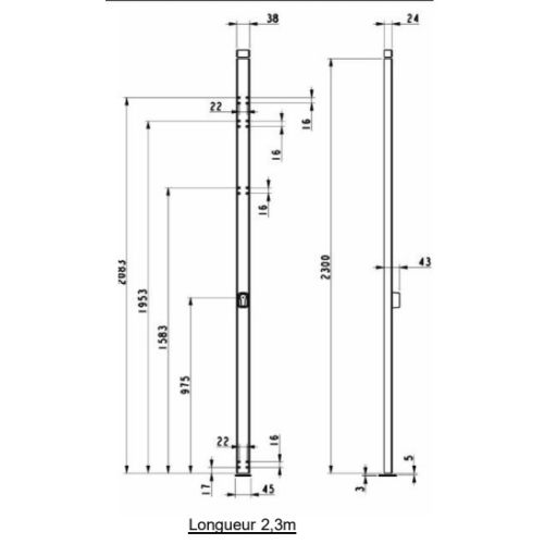 Crémone en applique 344 à cylindre européen 2300 Argent - ASSA ABLOY - 070044 pas cher Secondaire 1 L