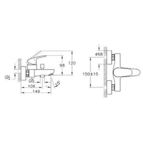 Mitigeur bain douche  FLOW S avec cartouche 1/2'' C2 éco VITRA A43057EKF photo du produit Secondaire 1 L