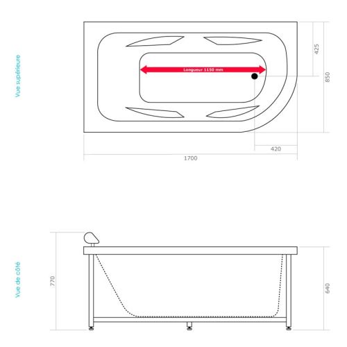 Baignoire Balnéo d'angle ICONFORT avec ordinateur bluetooth