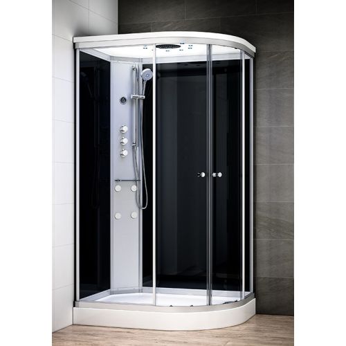 Cabine de douche hydromassante SILVER HYDRO gauche noir 120x90 - THALASSOR - SAMN1290G pas cher