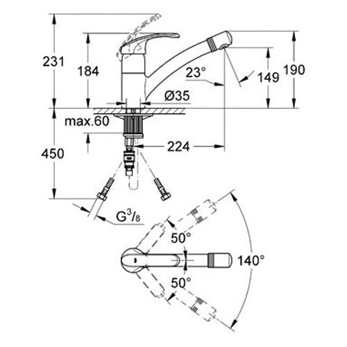 Mitigeur d'évier ALIRA monocommande avec bec mobile GROHE 32997-SD0 photo du produit Secondaire 1 L