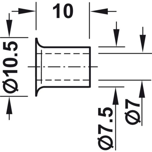Douille pour &eacute;tag&egrave;re nickel&eacute;e 7mm ext&eacute;rieur 7,5mm - HAFELE - 282.50.704 pas cher Secondaire 1 L