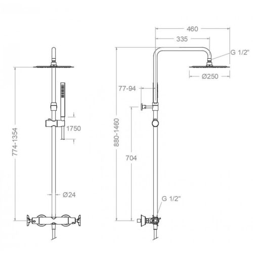 Colonne de douche thermostatique ADAGIO 915401RM250OC tube t&eacute;lescopique or bross&eacute; - RAMON SOLER - 91D306319 pas cher Secondaire 1 L