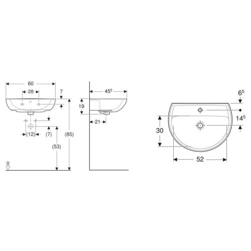 Lavabo céramique percé BASTIA 60 CM - GEBERIT - 00110500000 pas cher Secondaire 1 L