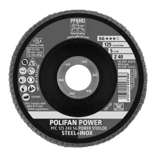 Disque à lamelle PFC 125 Z 40 SG POWER STEELOX - PFERD - 67784125 pas cher Secondaire 1 L