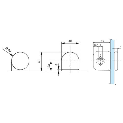 Pi&egrave;ce de fixation pour volume fixe chrom&eacute; mat STREMLER 3065.31.0 photo du produit Secondaire 1 L