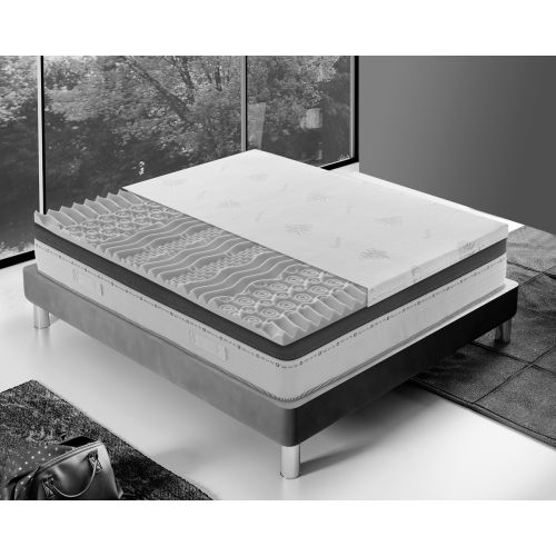 Surmatelas à mémoire de forme déhoussable en aloe vera I Love Sleep à 9 zones de confort 140x190cm - 5cm de hauteur pas cher Secondaire 2 L