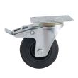 Roulette D160 mm caoutchouc noir platine pivotante avec frein AVL 508845O photo du produit