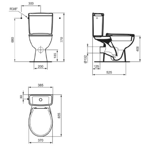 Pack WC NOE m&eacute;canique finition blanc brillant sortie horizontale - PORCHER - P114601 pas cher Secondaire 1 L