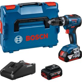 Perceuse-visseuse à percussion 18V GSB 18V-55 + 2 batteries 4Ah + chargeur + coffret L-BOXX - BOSCH - 06019H5300 pas cher Principale M