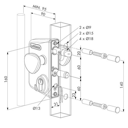 Serrure électrique pour portillon - LOCINOX - LEKQ3030 U4L ZILV pas cher Secondaire 1 L