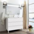 Meuble de salle de bain simple vasque 3 tiroirs TIRIS 3C et miroir Led STAM blanc 100cm - COSYNEO - SIRTIRIS100STAMBLA pas cher