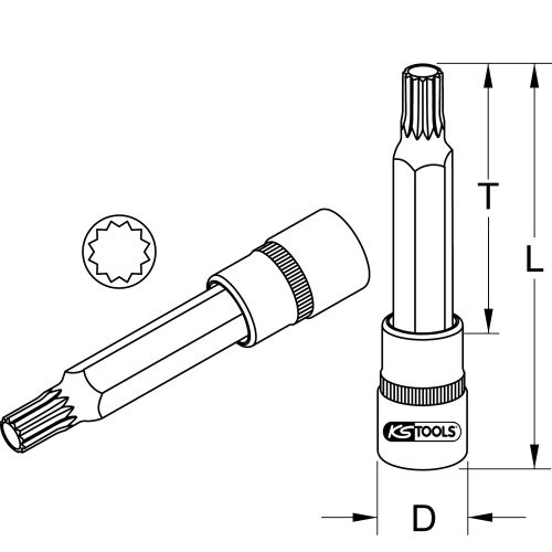 Douille tournevis ULTIMATE XZN 1/2'' 110 mm M5 KS TOOLS 922.1719 photo du produit Secondaire 1 L