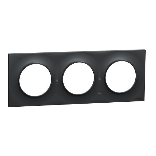 Plaque ODACE Styl anthracite 3 postes horizontal/vertical entraxe 71mm - SCHNEIDER ELECTRIC - S540706 pas cher