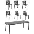 Ensemble 6 chaises COCKTAIL + table extensible ATLANTIC anthracite - SHAF pas cher