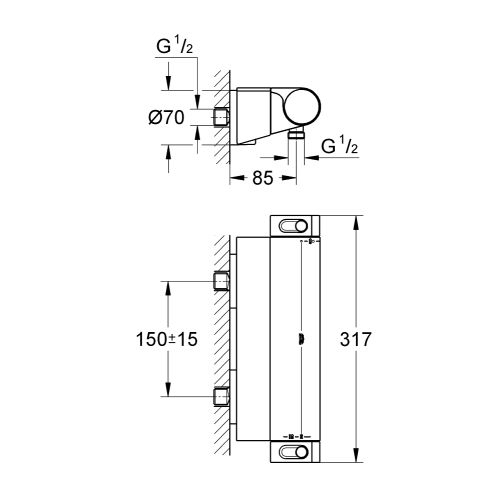 Mitigeur de douche thermostatique GROHTHERM 2000 bicommande GROHE 34463-001 photo du produit Secondaire 1 L