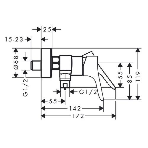 Mitigeur de douche ZEBRIS distance du centre 150 mm HANSGROHE 72578000 photo du produit Secondaire 1 L
