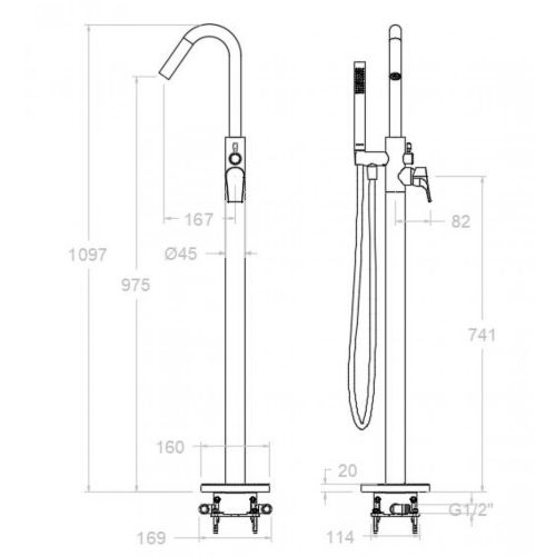 Mitigeur bain-douche sur colonne avec ensemble URBAN CHIC chromé 218503MO - RAMON SOLER - 21C303359 pas cher Secondaire 1 L