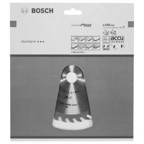 Lame de scie circulaire 165 x 20 x 1,7mm Optiline Wood pour le bois 36 dents - BOSCH - 2608642602 pas cher Secondaire 1 L