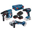 Pack de 3 outils 18V (GSR55/GWS10/GBH22) + 2 batteries 5Ah + chargeur en coffret L-BOXX - BOSCH photo du produit