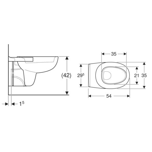 Cuvette WC suspendue PUBLICA à trou creux GEBERIT 391500000 photo du produit Secondaire 1 L