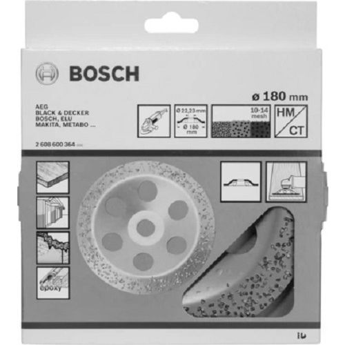 Meule assiette carbure 180mm pour grandes meuleuses angulaires avec &eacute;crou de serrage - BOSCH - 2608600364 pas cher Secondaire 1 L