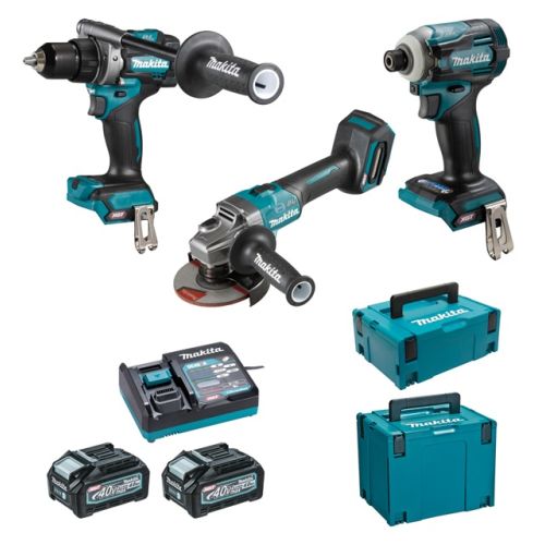 Pack de 3 outils 40V (DF001G + GA005G + TD001G) + 2 batteries 4Ah + chargeur + coffret MAKPAC - MAKITA - DK0125G301 pas cher