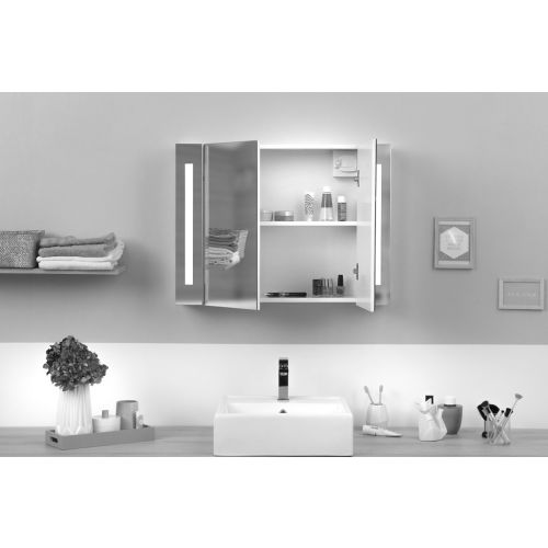 Armoire de toilette à LED modèle CONTEMPORAINE 60x80 cm - PRADEL - 736464 pas cher Secondaire 3 L