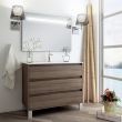 Meuble de salle de bain simple vasque 3 tiroirs TIRIS 3C et miroir Led STAM britannia (chêne foncé) 100cm - COSYNEO - SIRTIRIS100STAMBRI pas cher