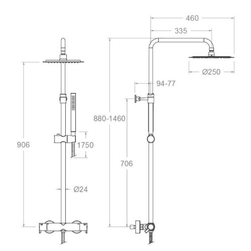 Colonne de douche chromé  avec barre téléscopique DRAKO - RAMON SOLER 335403S+DRM250 - 33D303720 pas cher Secondaire 1 L