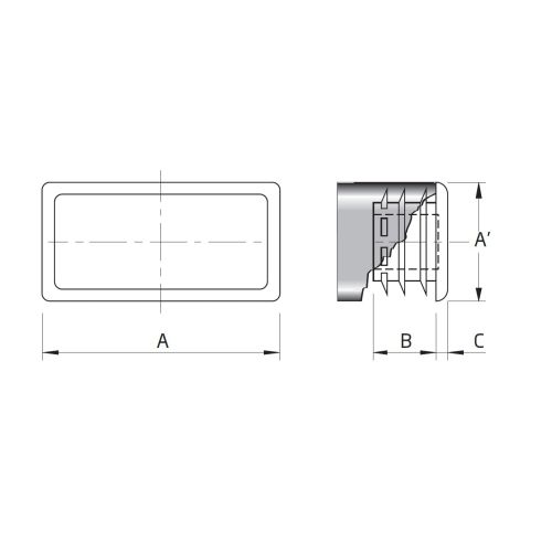 Embout rentrant tube rectangulaire 30 x 15 mm noir FORTAPS 19-30X15 photo du produit Secondaire 1 L