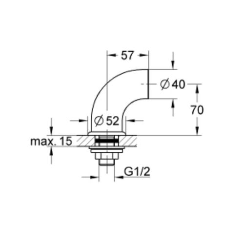 Raccord colonnette 1/2'' chrom&eacute; GROHE 1206000 photo du produit Secondaire 1 L