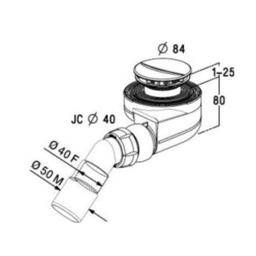 Bonde douche TURBOFLOW 60 mm - NICOLL - 0205243 pas cher Secondaire 1 L