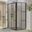 Paroi de douche en angle style Atelier sérigraphié avec cadre ATELIA 120x80cm pivotante 2 portes fixe noir mat - CUISIBANE - PC-AP6ATE_120x80NM pas cher